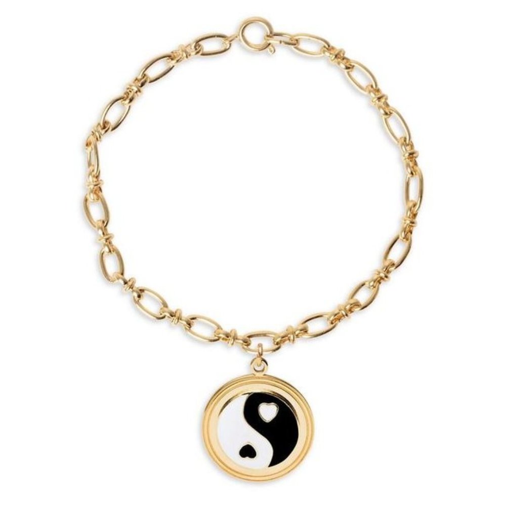 Wilhelmina Garcia 18k Gold-plated & Enamel Yin & Yang Charm Bracelet
